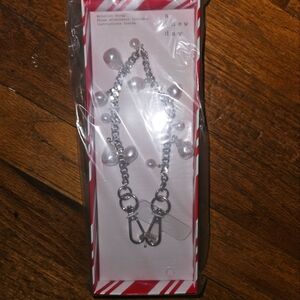 A New Day Silver Chain Phone Wristlet Strap with Faux Pearl